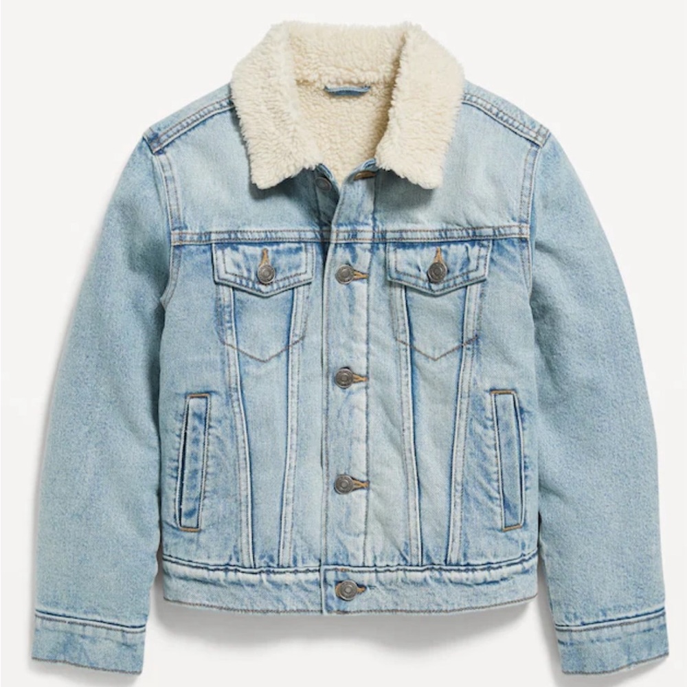 Sherpa-Lined Non-Stretch Jean Jacket - Gender-Neutral